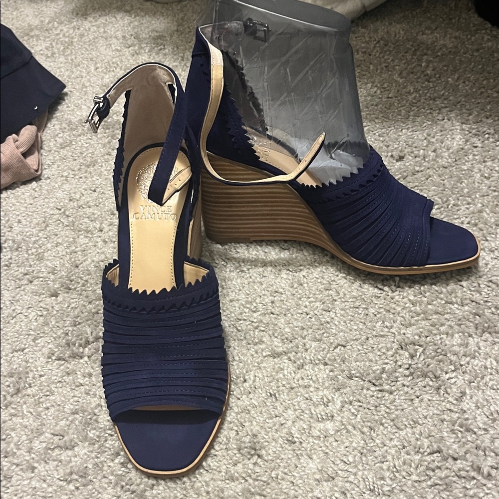 Vince Camuto Navy Espadrilles (never worn)